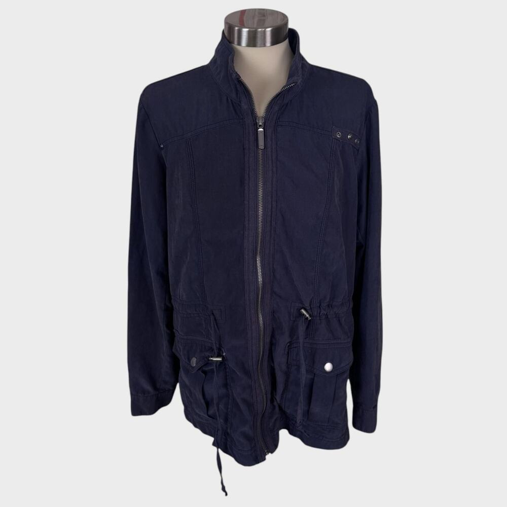Westport 1962 Large Gray Zip Up Tie Waist Utility Jacket